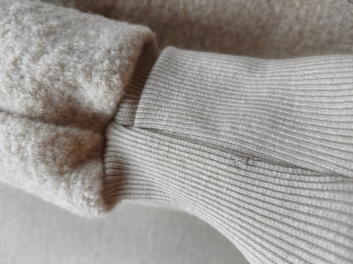 Wollwalk Overall mit Jerseyfutter Sand Gr 3M / kleiner Stofffehler am Bündchen