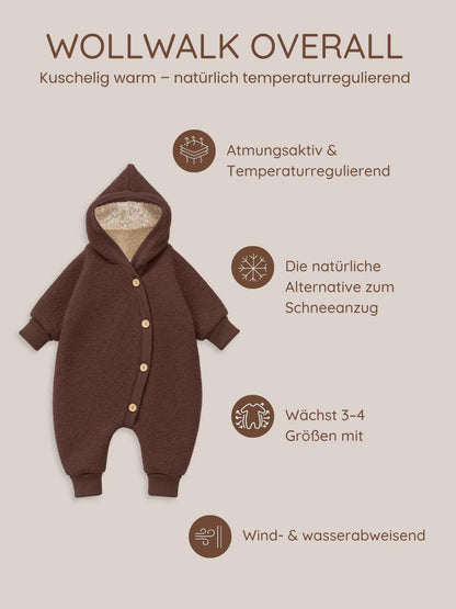 Combinaison d’hiver en laine foulée – combinaison douillette avec doublure en teddy biologique