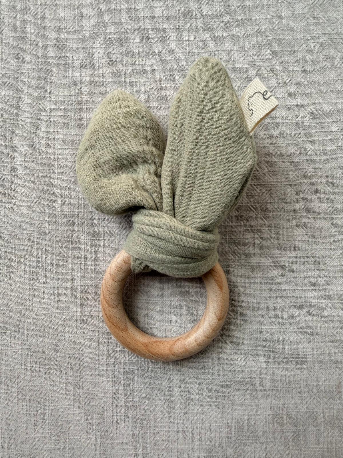 Baby Beißring Baumwoll-Musselin - Pistazie