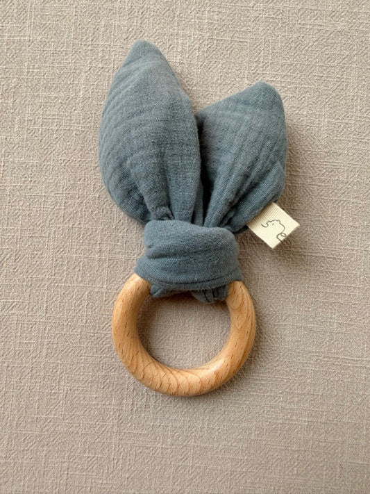 Baby Beißring Baumwoll-Musselin - Eisblau
