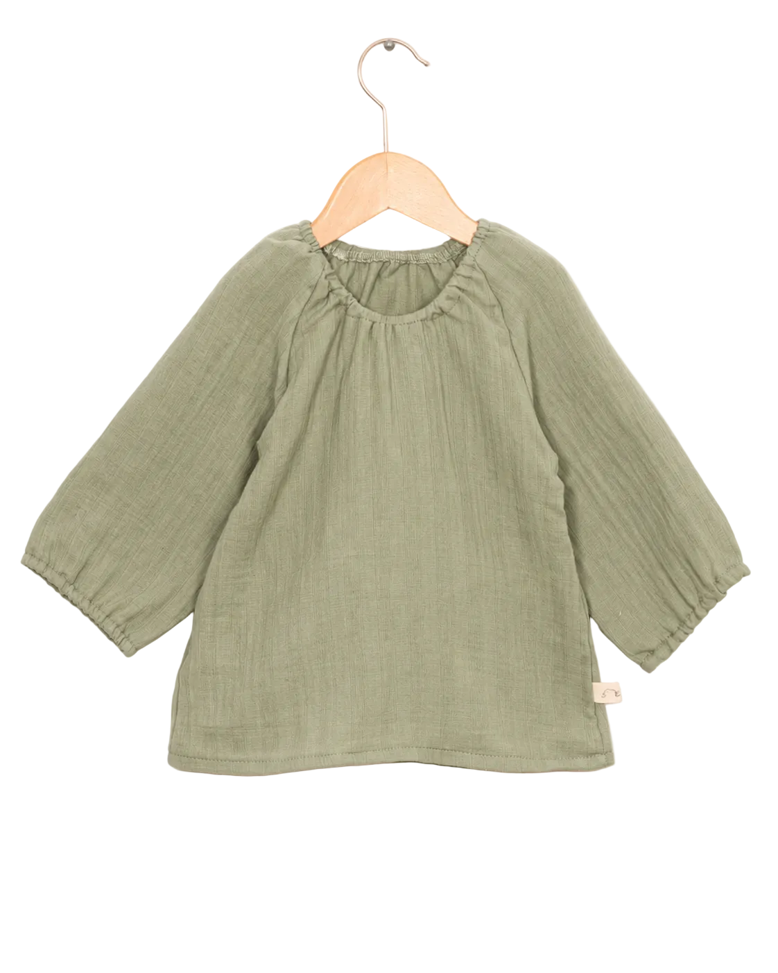 Petite blouse en mousseline sauge, taille 6/7Y