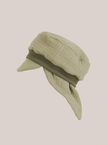 Michelmütze Musselin mit Nackenschutz