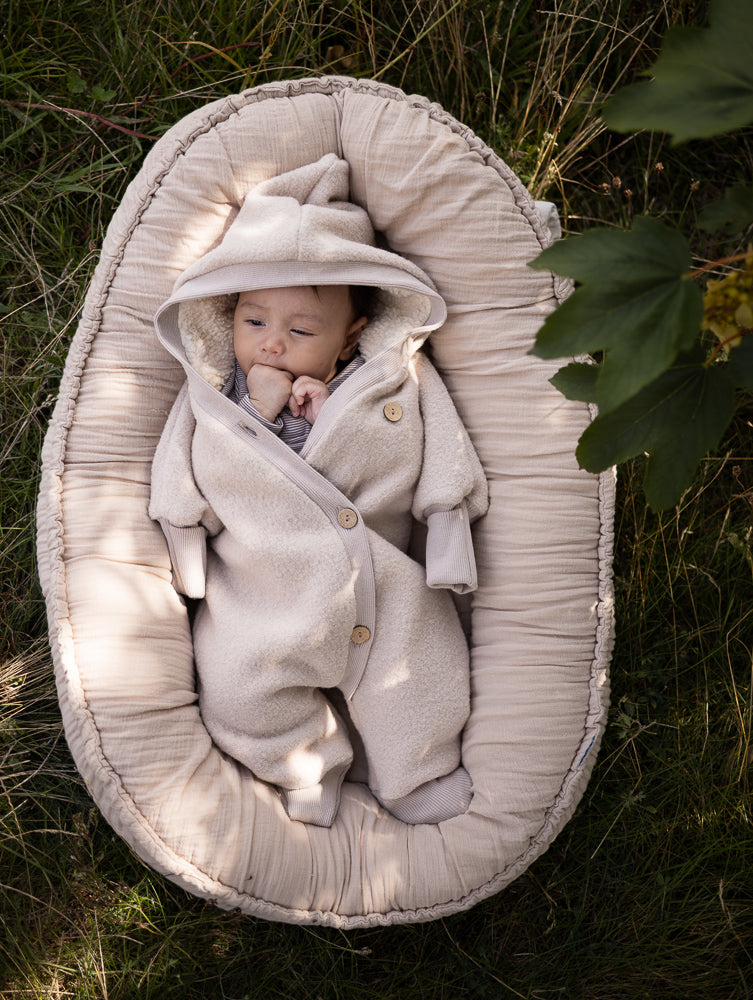 Combinaison d’hiver en laine foulée – combinaison douillette avec doublure en teddy biologique