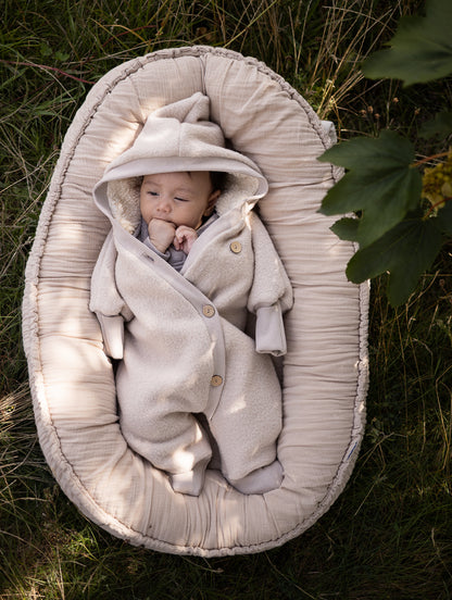 Combinaison d’hiver en laine foulée – combinaison douillette avec doublure en teddy biologique