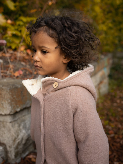 Veste de lutin d’hiver en laine foulée avec doublure en teddy