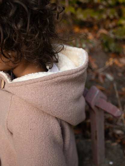 Veste de lutin d’hiver en laine foulée avec doublure en teddy