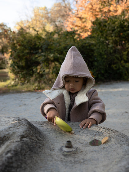 Veste de lutin d’hiver en laine foulée avec doublure en teddy