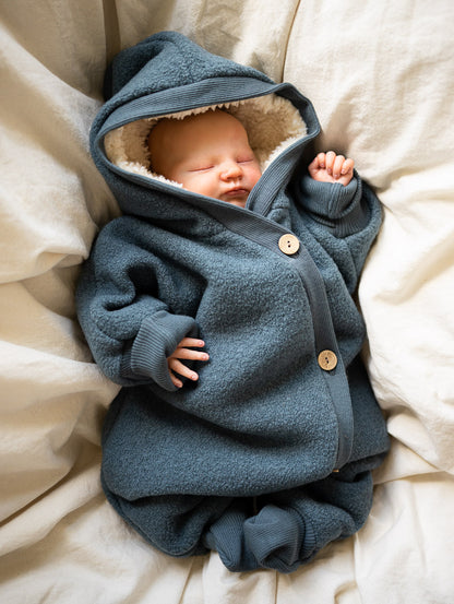 Combinaison d’hiver en laine foulée – combinaison douillette avec doublure en teddy biologique