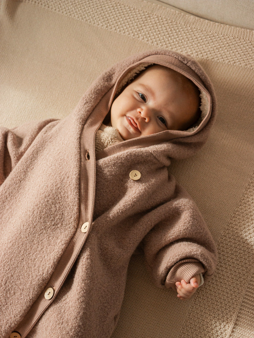 Combinaison d’hiver en laine foulée – combinaison douillette avec doublure en teddy biologique