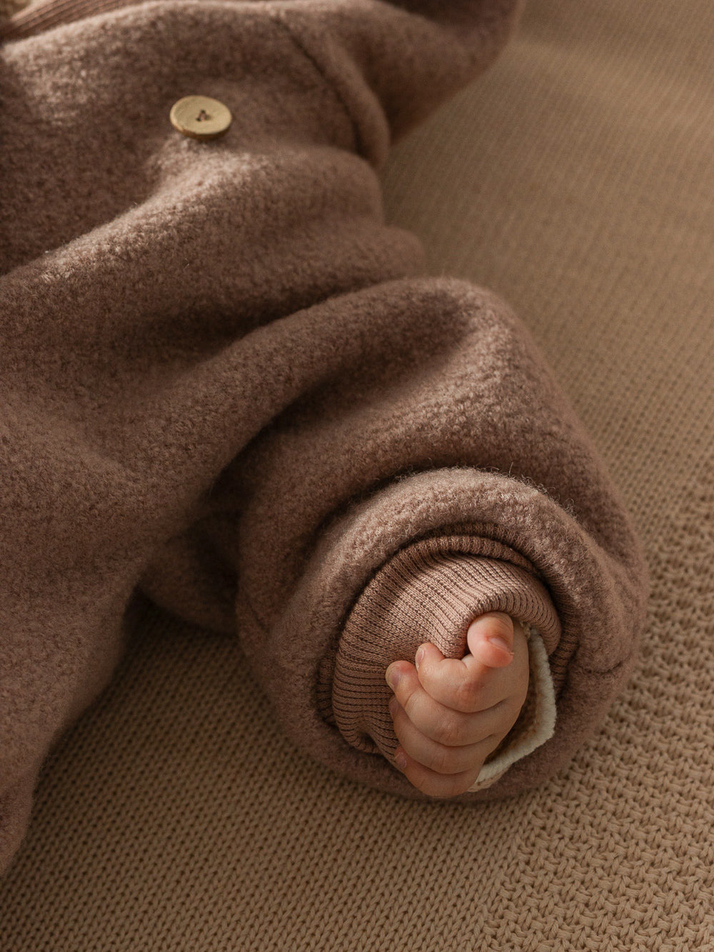 Combinaison d’hiver en laine foulée – combinaison douillette avec doublure en teddy biologique
