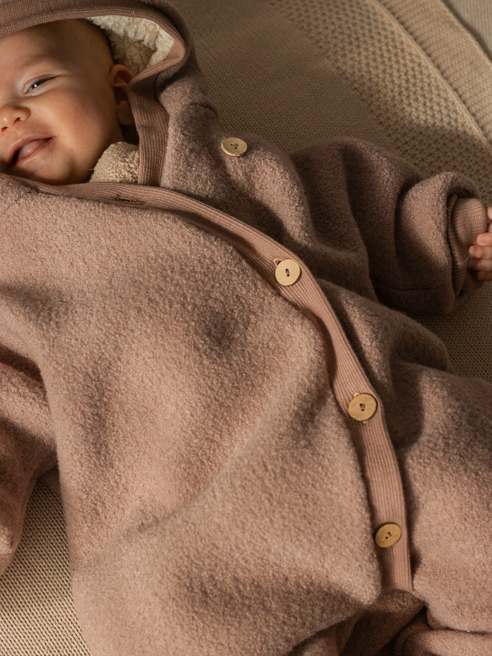 Combinaison d’hiver en laine foulée – combinaison douillette avec doublure en teddy biologique