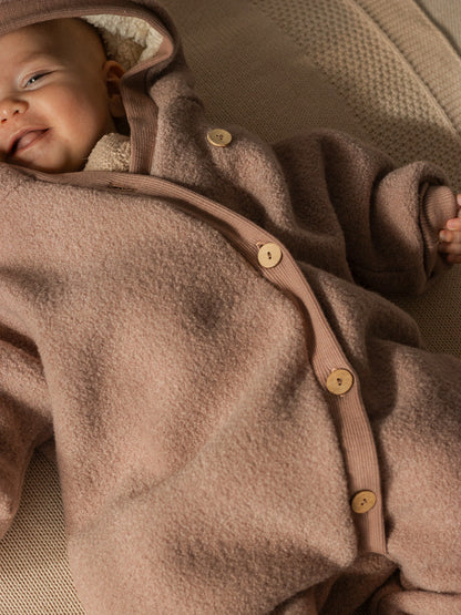 Combinaison d’hiver en laine foulée – combinaison douillette avec doublure en teddy biologique