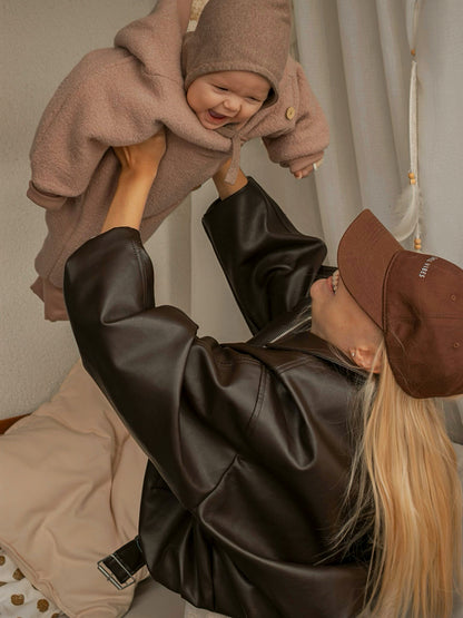 Combinaison d’hiver en laine foulée – combinaison douillette avec doublure en teddy biologique