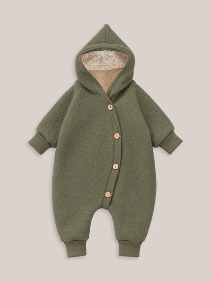 Combinaison d’hiver en laine foulée – combinaison douillette avec doublure en teddy biologique