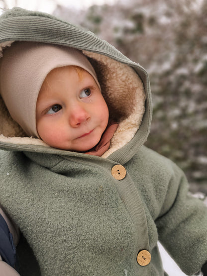 Combinaison d’hiver en laine foulée – combinaison douillette avec doublure en teddy biologique