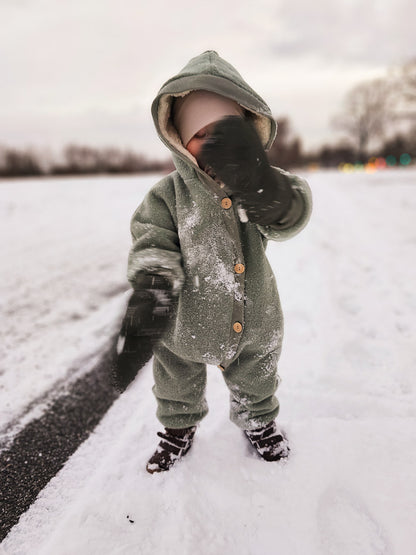 Combinaison d’hiver en laine foulée – combinaison douillette avec doublure en teddy biologique