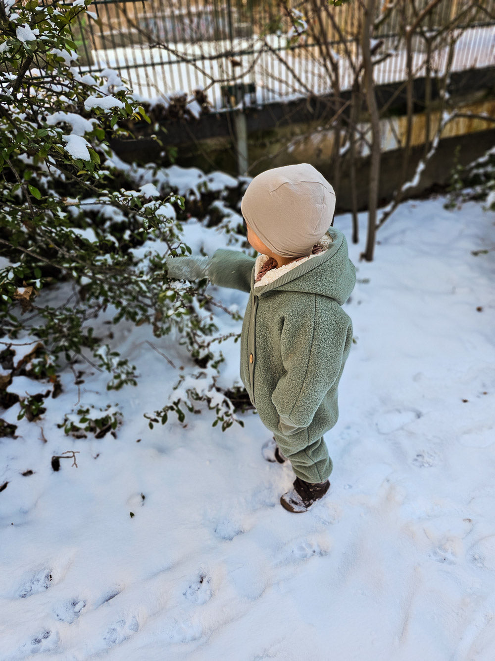 Combinaison d’hiver en laine foulée – combinaison douillette avec doublure en teddy biologique