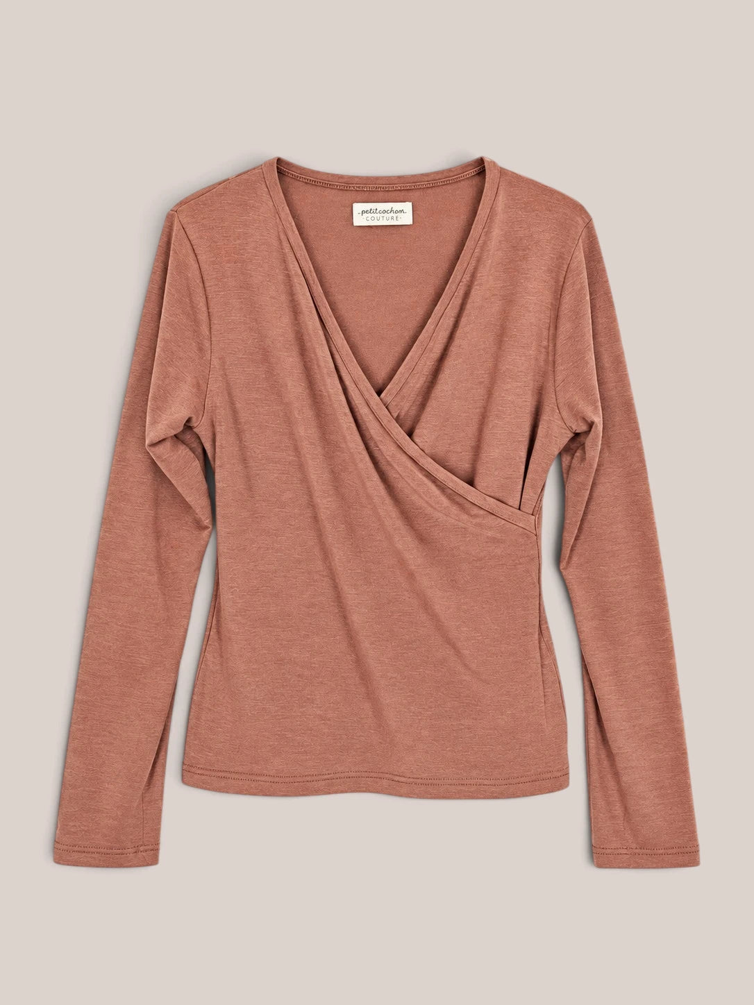 petit cochon Wickelshirt für Damen aus weichem Kaschmir-Micromodal-Mix in Altrosa mit V-Ausschnitt