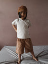 Kurzes Wickelshirt Baumwolle - Ringel Sand