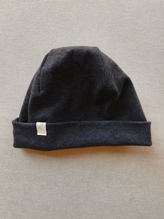 Beanie Baumwolle Ruß Gr 2-4Y