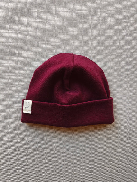 Beanie Baumwolle Burgund  Gr 0M-6M