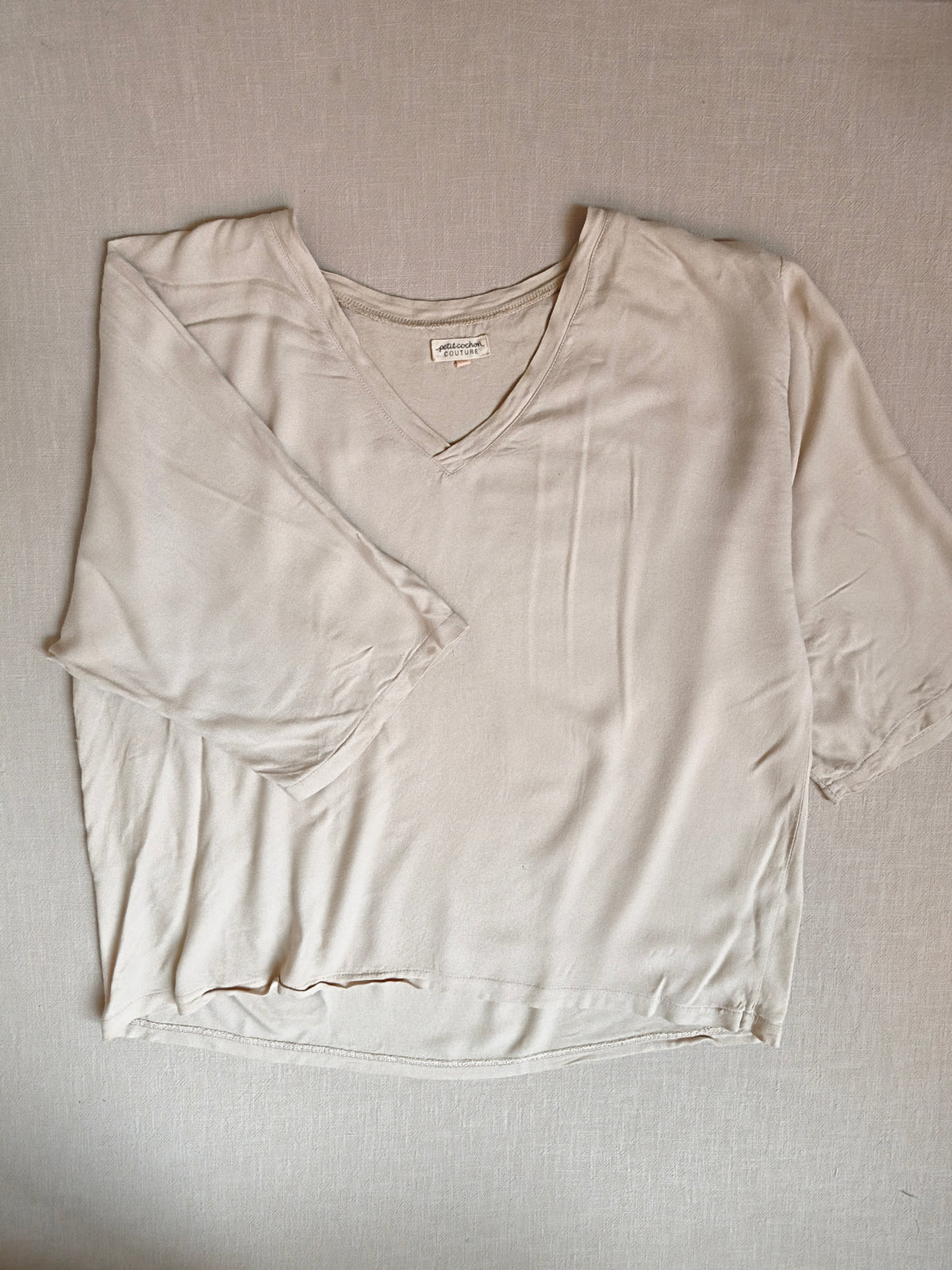 Damen Bluse Dreiviertel Ärmel Viskose Sand Gr. M/L