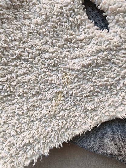 Chancelière de poussette en tricot souris, doublée de tissu nounours