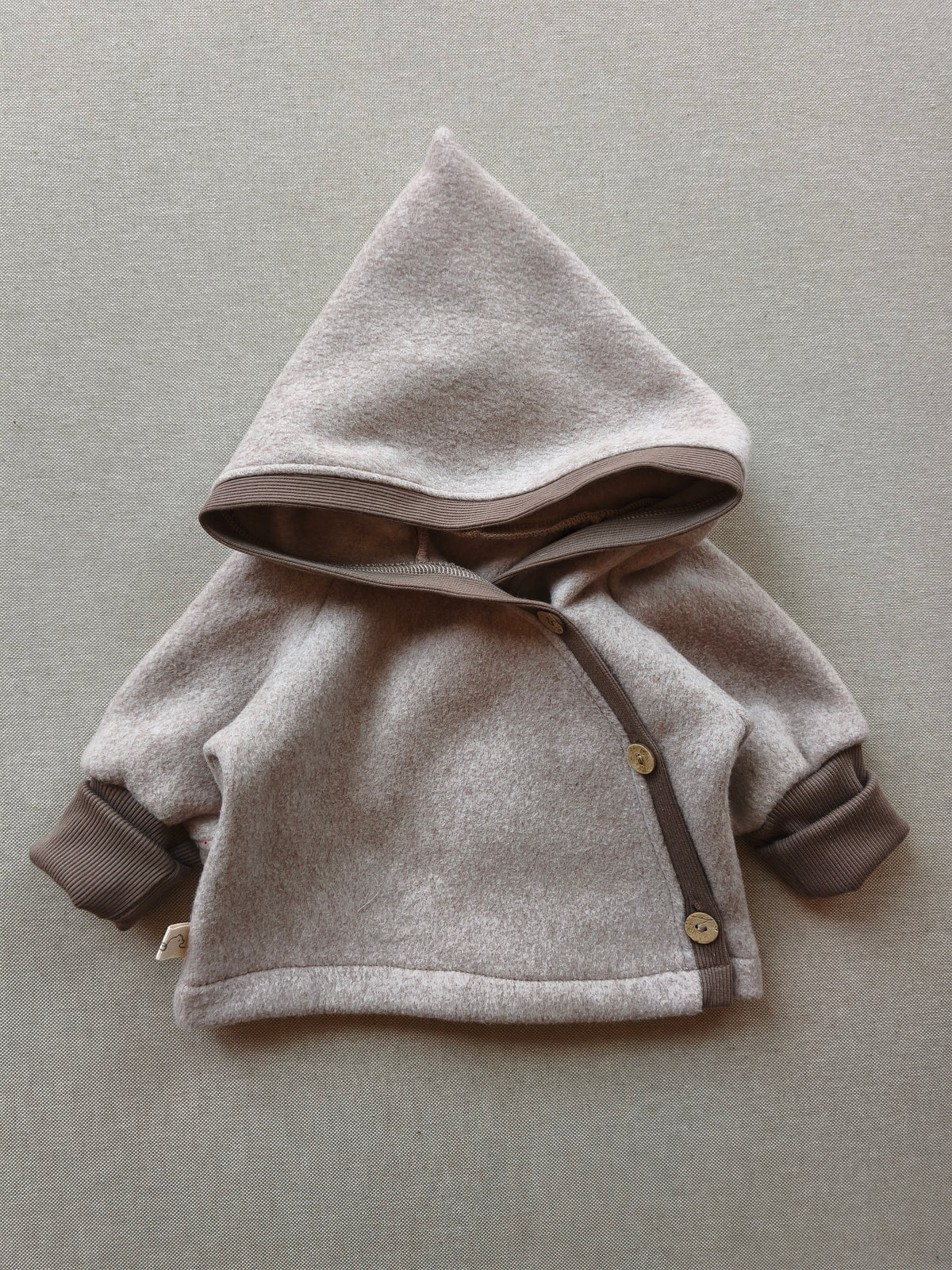 Baby Wichteljacke Baumwoll Fleece Hafer meliert Gr 0M