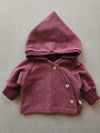 Baby Wichteljacke Baumwoll Fleece Beere meliert Gr 0M
