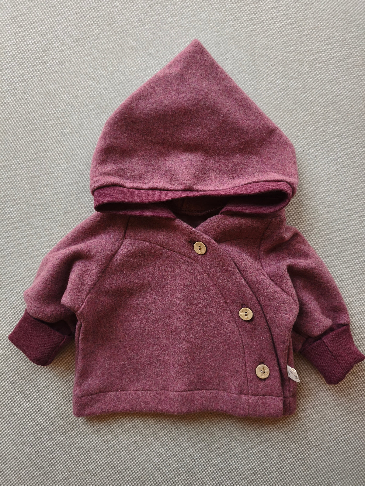 Baby Wichteljacke Baumwoll Fleece Beere meliert Gr 0M
